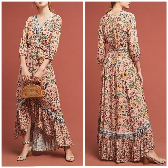 Anthropologie Dresses & Skirts - Farm Rio Clara Floral Wrap maxi dress I22